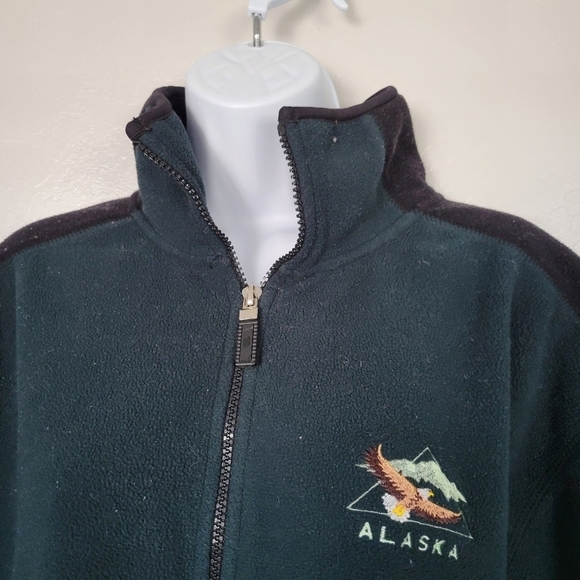 Polar Sportswear Green Black Full Zip Fleece Jacket Alaska Lg Destination Vacay - Picture 2 of 8